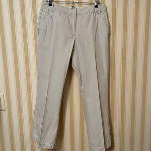 Lands’ End Women’s straight leg flat front light stone chinos, size 8 petite